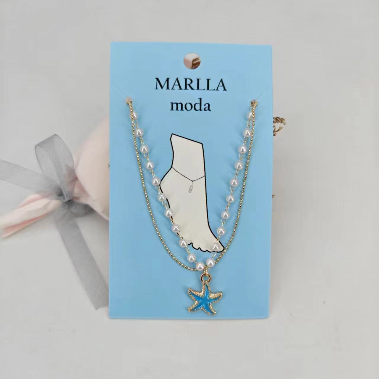 Zlatna nanožnica s bisernim perlama i zvijezdom